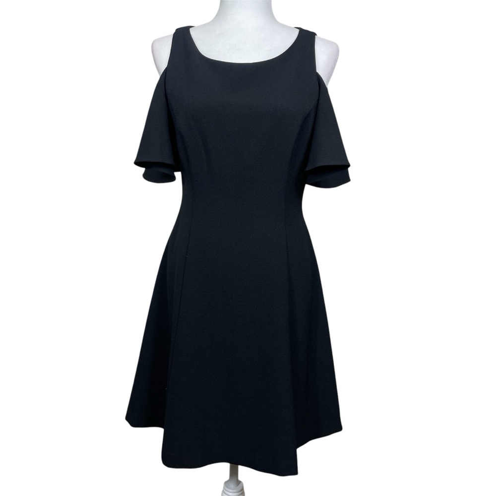 Eliza J Flutter Sleeve Fir Flare Dress Cocktail Party Black Size 6